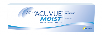 Pack of 30 1-DAY ACUVUE® MOIST Contact Lenses with LACREON Technology and UV blocking